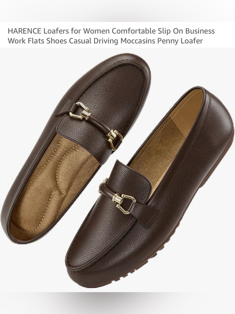 Women’s Brown Faux Leather Slip-On Driving Loafers